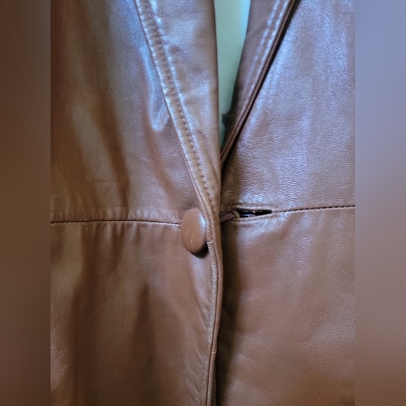 Vintage puff sleeves faux leather trench‎ coat - Picture 5 of 11